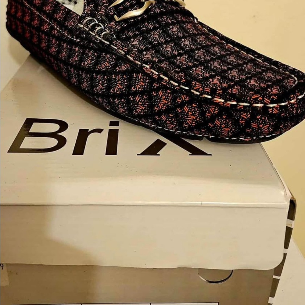 Men's Black and Red Slip-On Loafers